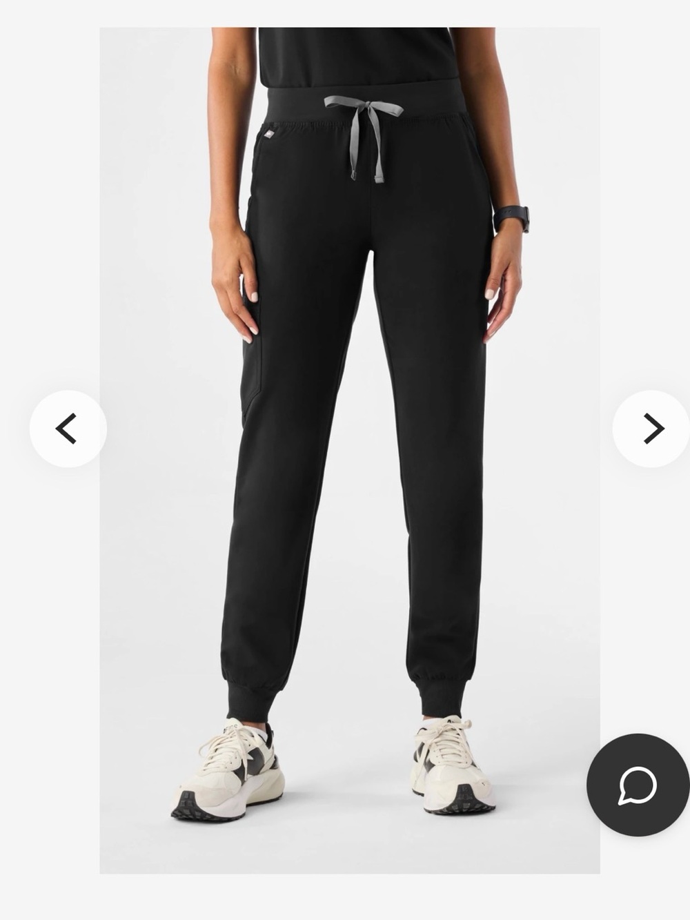 Figs Women's Black scrubs scrub bottoms Jogger Pants with Drawstring Waist M